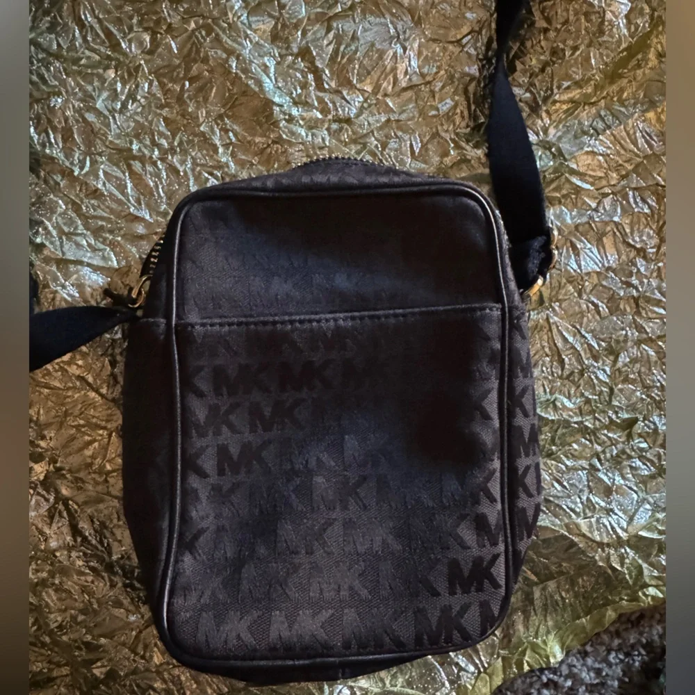 Michael Kors Black Monogrammed Nylon Crossbody Purse